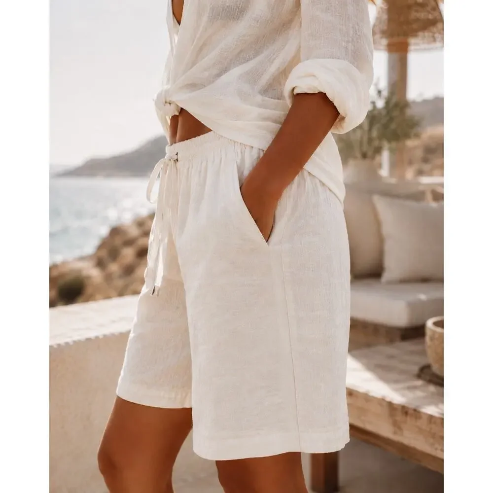 Free People We The Free White Drawstring Beach Shorts Size S Coastal Resort Boho